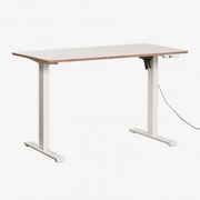 Mesa Elevatória Elétrica Retangular Serpi 120x60 Cm Com Função De Memória Em Madeira E Ferro Madeira Branca & Branco - Sklum