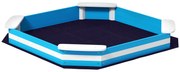 AIYAPLAY Caixa de Areia para Crianças acima de 3 Anos Quadrada com 4 Assentos para Exterior 133x133x16 cm Azul e Branco