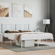 vidaXL Estrutura de cama com cabeceira 135x190 cm metal branco