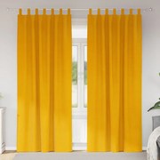 Cortinas Blackout vidaXL com laços de pendurar 2 pcs Amarelo Mostarda Veludo
