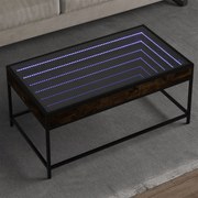 vidaXL Mesa de centro luzes LED Infinity 90x50x41 cm carvalho fumado