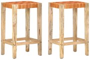 vidaXL Bancos de bar 2 pcs couro genuíno 75 cm castanho