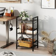 Estante metálica compacta 42 x 28 x 71 cm de 3 níveis com prateleiras abertas e proteção anti-tombamento para sala de estar, escritório ou estúdio, em