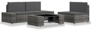 vidaXL 4 pcs conjunto lounge para jardim vime PE cinzento