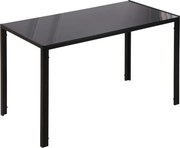 HOMCOM Mesa Sala de Jantar de Cristal Mesa Retangular para 4-6 pessoas com Pés de Metal Multifuncional 120x60x75 cm Preto | Aosom Portugal