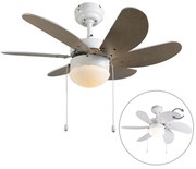 Ventilador de Teto Branco com Madeira - Fresh 3 Moderno