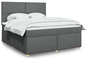 vidaXL Cama com molas/colchão 180x200 cm tecido cinzento-escuro