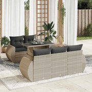 vidaXL 6 pcs conj. sofás jardim com almofadões vime PE cinzento-claro
