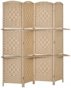 Biombo de 4 Painéis 160x170 cm Separador de Ambientes Dobrável com 2 P