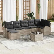vidaXL Conjunto de Sofá de Jardim com 8 Peças em Rattan Sintético Cinza