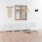 vidaXL 5 pcs conjunto lounge de jardim pinho maciço branco