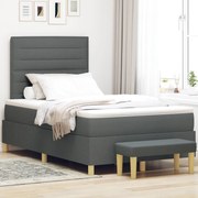 Cama com Molas com Colchão e Banco Cinza Escuro 120x190 cm Tecido