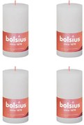 Bolsius Velas rústicas cilíndricas Shine 4pcs 130x68 mm branco nublado