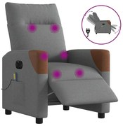 vidaXL Poltrona reclinável de massagens elétrica tecido cinza-escuro