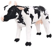 vidaXL Brinquedo de montar vaca peluche preto e branco XXL