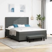 vidaXL Cama Box com colchão Cinzento escuro 180 x 200 cm tecido