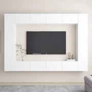 vidaXL 8 pcs conjunto de móveis de TV derivados de madeira branco