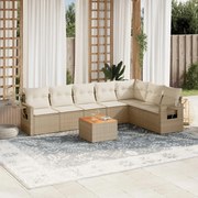 vidaXL 8 pcs conjunto de sofás p/ jardim com almofadões vime PE bege