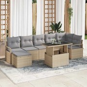 vidaXL Conjunto de Sofá de Jardim da com 8 Peças e Almofadas em Rattan Sintético Bege