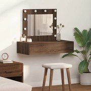 vidaXL Mesa de Maquilhagem Suspensa com Luzes LED Carvalho Castanho