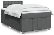 vidaXL Cama boxspring com colchão 120x190 cm tecido cinzento-escuro