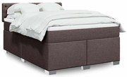 vidaXL Cama com molas/colchão 140x190 cm tecido castanho-escuro