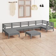 vidaXL 8 pcs conjunto lounge de jardim pinho maciço cinzento