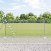 vidaXL Cerca de Arame Soldado com 7 Postes Flangeados 0,8x10 m Aço Galvanizado