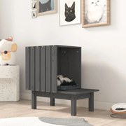 vidaXL Ninho para gatos 60x36x60 cm madeira pinho maciça cinzento