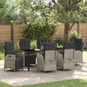 vidaXL Conjunto de Jantar de Jardim de 7 Peças Cinza Claro em Rattan