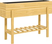 Outsunny Jardineira elevada canteiro quadrado de jardim elevado com 2 furos de drenagem em madeira 100 x 30 x  70,5 cm madeira natural | Aosom Portugal