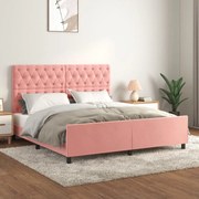vidaXL Estrutura de cama c/ cabeceira 160x200 cm veludo rosa