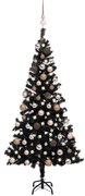 vidaXL Árvore Natal artificial pré-iluminada c/ bolas PVC preto
