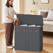 Cesto para roupa suja com três compartimentos (210L) 84 x 33 x 75 cm Cinzento