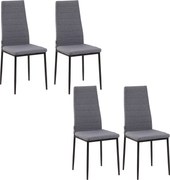 HOMCOM Conjunto de 4 Cadeiras de Sala de Jantar Estofadas em Linho e Pés de Metal para Cozinha Carga Máxima 120kg 41x50x97cm Cinza | Aosom Portugal