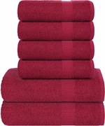 vidaXL 6 pcs Conjunto de toalhas FROGN 360 g/m² bordô