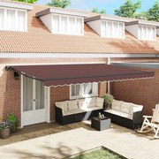 vidaXL Toldo Retrátil Manual Castanho 500 × 300 cm Poliéster e Metal