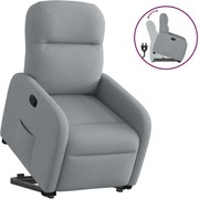 vidaXL Poltrona reclinável elevatória tecido cinzento-claro