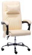 vidaXL Cadeira de escritório c/ função massagem couro artificial creme
