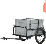 HOMCOM Reboque para bicicleta com caixa de armazenamento removível e dobrável de 65L, carga máxima de 40KG | Aosom Portugal