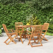 vidaXL Conjunto de jantar p/ jardim 5 pcs madeira de acácia maciça