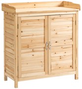Outsunny Armário de Jardim de Madeira 83x40x92 cm com 2 Portas e Prateleira Armazenamento Exterior com Base Elevada | Aosom Portugal