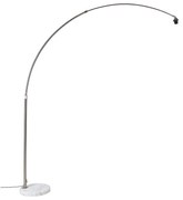 Candeeiro de Arco em Aço com Base em Mármore Branco Ajustável - XXL Moderno