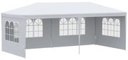 Outsunny Tenda para Festas com Paredes Laterais Removíveis 4 Janelas Transparentes 585x295x255 cm Branco | Aosom Portugal