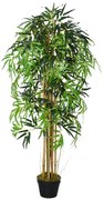 Outsunny Bambu Artificial 150cm com Vaso Decorativo Planta Sintética Realística  Ø18x150 cm Verde