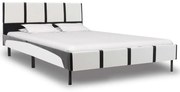 Estrutura de cama 140x200 cm couro artificial preto e branco