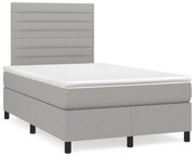 vidaXL Cama boxspring com colchão 120x190 cm tecido cinzento-claro