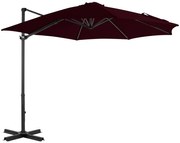 Guarda-sol jardim cantilever c/ poste alumínio 300 cm vermelho