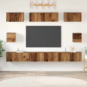 vidaXL Conjunto de Estantes para TV 8 pcs Madeira antiga