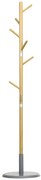 HOMCOM Cabide de Pé de Bambu Moderno com 8 Ganchos para Roupas Bolsas  Ø37,8x175,6 cm Madeira e Cinza
